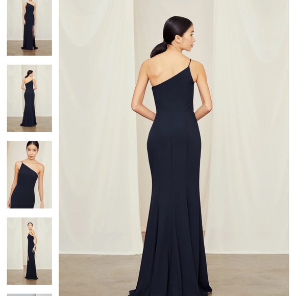 NWT Sloan Ivory One Shoulder Floor Length Gown - Picture 2 of 4